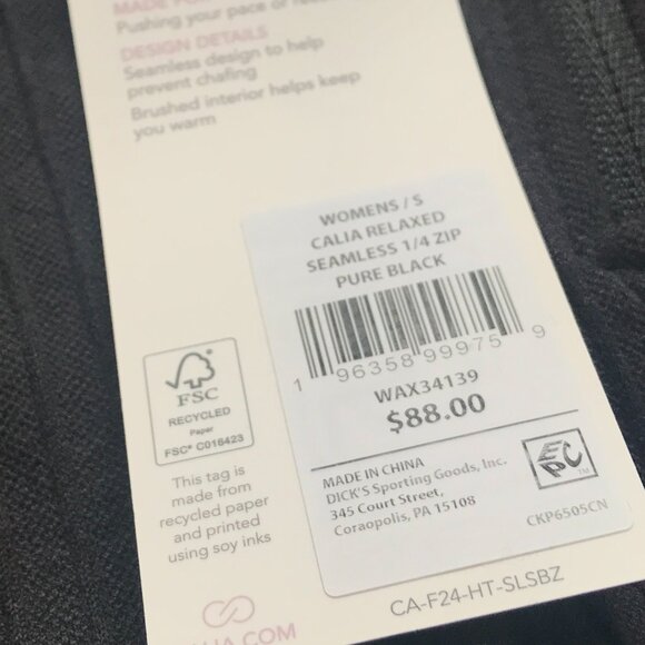 Calia Women's Relaxed Seamless 1/4 Zip in Pure Black NWT - Picture 5 of 13